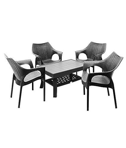 Dzyn Furnitures Outdoor Set (4 Cambridge Chair + 1 Vegas Table) Black