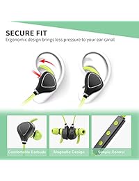Sweatproof Sports Bluetooth Headphones KindaiYi La mejor conexión inalámbrica en auriculares con micrófono Mic IPX4 Auriculares inalámbricos a prueba de ruido Auriculares con cancelación de ruido para entrenamiento en el gimnasio 10 horas de tiempo de rep