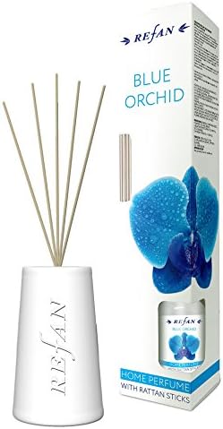 Refan BLUE ORСHID Reed Diffuser Gift SET, Glass Bottle,Rattan Sticks and Long Lasting Home Frangrance 3.4 FL OZ/100 ML