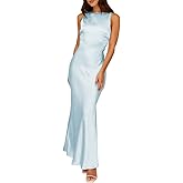 Summer Satin Maxi Dresses for Women 2025 Elegant Classy Silk Formal Sleeveless Backless Spaghetti Strap Wedding Guest Dress