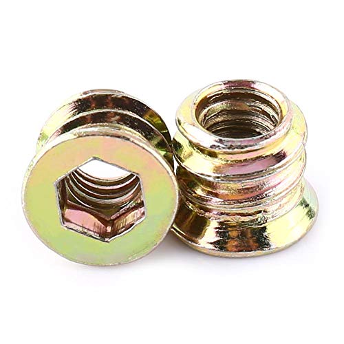 Wood Insert M6, 20 pcs M6x10mm Threaded Insert Nuts, Zinc Plated Carbon Steel Threaded Wood Inserts Hex Socket Furniture Nuts for Wood Furniture
