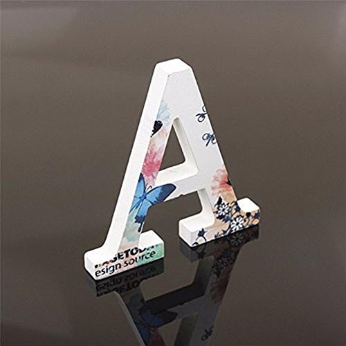 Flower Painting Decorative Wood Letters, Totoo 26 Marquee Alphabet Letters DIY Words Sign for Children Baby Name Girls Bedroom Wedding Birthday Party Home Décor (A, Size: 3.9" x 2.8" x 0.5")