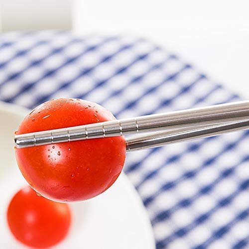4 Pairs of Stainless Steel Wheat Straw Chopsticks Set,Environmental Reusable Heat Resistant Stainless Steel Wheat Straw Handle Traditional Chinese Chopsticks