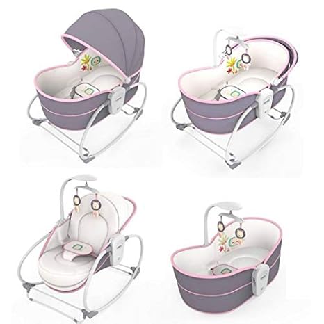 MUMMAMIA Mastela 5 in 1 Rocking Napper, Bounce, Chair, with Removable Bassinet & Melody (Pink)