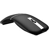 WFB Bluetooth Wireless Mouse for Laptop, Foldable Arc 180&deg; Rotating Silent Click Portable Curved Computer Mice for Home, Office, Travel(Black)