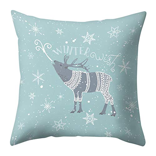 MIARHB Deer Pattern Throw Pillow Cover Square Sofa Bed Home Decor Pillow Case Cushion Cover for Christmas Decoration(K, 18'' Ã— 18'')
