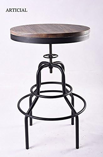 Industrial Adjustable Pinewood&amp;Metal Tea Side Accent End Bar Table
