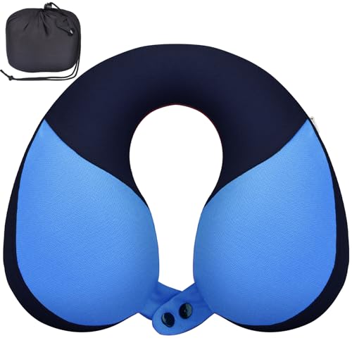 COOLBEBE Kids Travel Neck Pillow, Softly Double Support Travel Pillow for Car & Airplane, Traveling Gifts for Toddler & Children (1, Haze Blue)
