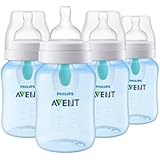 Philips Avent Anti-colic Baby Bottle with AirFree vent 9oz 4pk Blue, SCF405/44