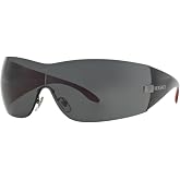 Versace VE2054 Wrap Square Sunglasses for Men for Women | In Silver &amp; Gunmetal. Bonus kit: cleaning spray, cloth, screwdriver &amp; mirror. Lightweight durable frame.