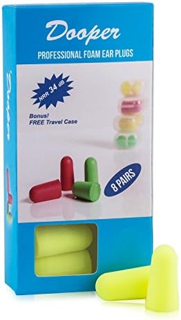 DOOPER Earplugs （yellow 8pairs,case free） Noise Cancelling For Sleeping, Concerts, Music Events, Shooting Range, Construction Work, Motor Sports, ,Ear Care Professional Foam …