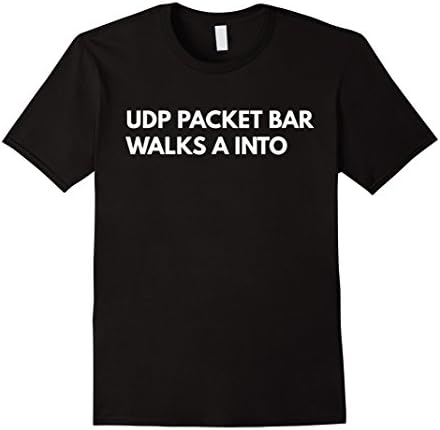 Men's UDP Packet Bar Walks A Into Funny Meme T-Shirt Small Black