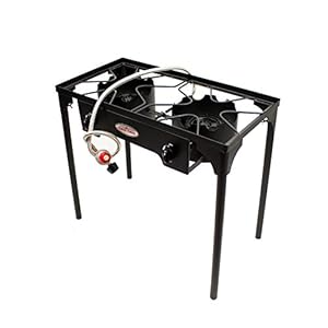 Gas One Two Burner Propane Stove Outdoor High Pressure Propane 2 Burner [UPGRADED] 150,000 BTU with 0-20 PSI High Pressure Adjustable Regulator and Steel Braided Hose