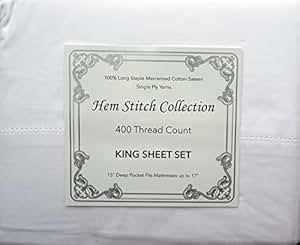 Amazon.com: Hem Stitch Collection 4 Piece King Sheet Set