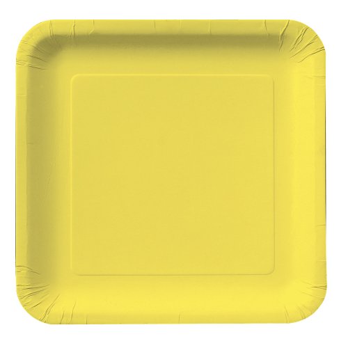 Creative Converting Touch of Color 18 Count Square Paper Dinner Plates, Mimosa
