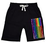 Interstate Apparel Men's Rainbow Gay Flag Black Fleece Jogger Sweatpant Gym Shorts Medium Black