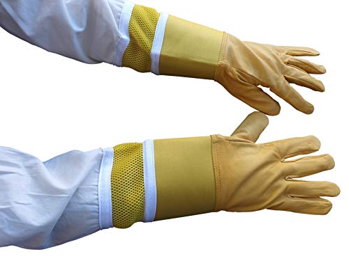 OZ ARMOUR Beekeeping Suit Ventilated Double MESH with Free Cow Hide Ventilated Gloves Fencing Style Veil (Medium) - Thumbnail 4