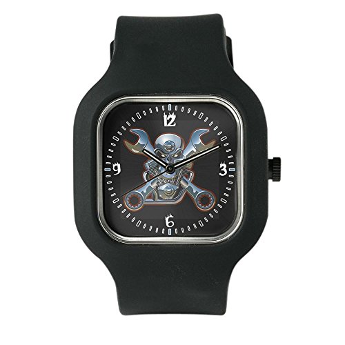 Black Fashion Sport Watch Motorhead Skull Wrenches Gearhead