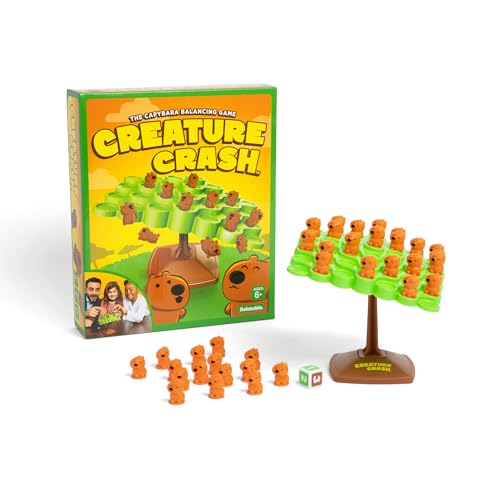 Creature Crash by Relatable, The Capybara Balancing Game, Family Game Night, Great Stocking Stuffer for Kids, Includes 49 Capybaras, 1 Balancing Board, 1 Pillar Base, & Die