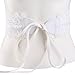 Women's Faux Leather Bow Tie Wrap Around Obi Cinch Waist Band Boho Lace Dress Belt (White)