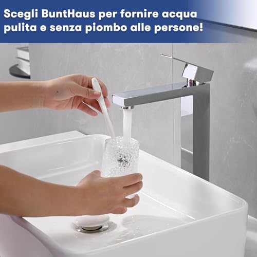 BuntHaus Chrome Bathroom Tap, High Basin Mixer, Bathroom Sink Tap, Adjustable Hot and Cold Water Mixer, Stainless Steel (Silver)