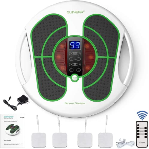 QUINEAR Foot Stimulator, EMS Foot Massager and Electronic Stimulator with TENS Unit Pads for Leg Swellen, Diabetic Nerve Pain Neuropathy