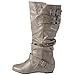 Journee Collection Womens Tiffany Mid-Calf Boot with Vegan Leather and Buckle Accents