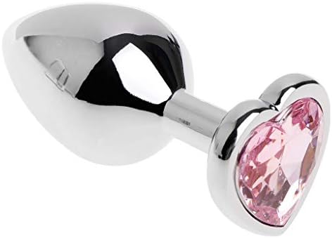 WDQ Pink Heart-Shaped Rhinestone Stainless Steel Medium Size Pleasure Amal Plūg