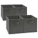 EZOWare Set of 4 Folding Fabric Basket Bin, 13x15x13 inch Collapsible Organizer Storage Cube with Handles for Home, Bedroom, Nursery, Office, Kids Playroom - Gray