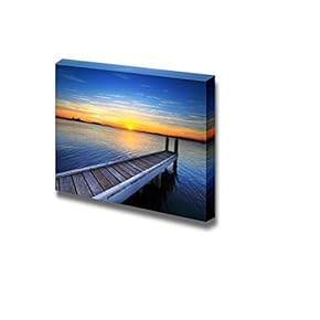Canvas Prints Wall Art - Beautiful Scenery/Seascape Wood Pier/Jetty at Sunset | Modern Wall Decor/Home Decoration Stretched Gallery Canvas Wrap Giclee Print & Ready to Hang - 12" x 18"