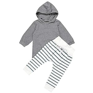 C Babykleding meisjes jongens peuters eenkleurig hoodie sweatshirt + strepen broek bovenkant broekoutfits set pullover…