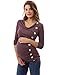 PattyBoutik Mama Cowl Neck Buttons Maternity Tunic Top (Heather Burgundy Large)