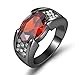 Huanhuan Men's Fashion Emerald Cut Ruby Garnet Topaz Sapphire CZ Black Gold Plated Elegant Rings Size 11