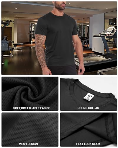 MEETWEE Men's Tank Top Short Sleeve T-Shirt for Men, Summer Sports for Gym Fitness Quick Drying Breathable Functional Training T-Shirt
