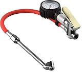 Premium Dually Tire Inflator Gauge 2" Pressure Reader Dual Chuck Nozzle Design Reaches Inner Wheel Stems