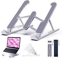 Laptop Stand Adjustable Portable Riser Laptop Holder for Desk Foldable Design with 6 Angles Height Non-slip Foldable...
