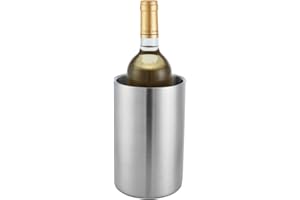 Wine Chiller Bucket Dual Wall Insulated Stainless Steel Wine/Champagne Cooler Bucket, Keeps Wine Cool