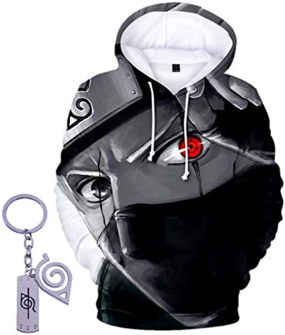 Zenima Unisex Naruto Hoodies Anime Outerwear Sweatshirt for Men and Women Plus Free Leaf Village Key Chain