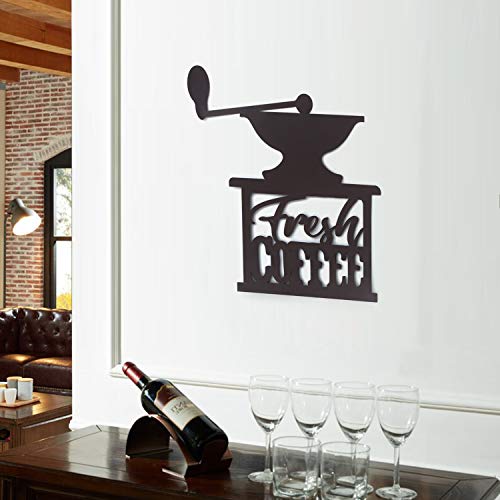 Adeco Schwarze Metall-Kaffeemühle, Wandkunst, Dekoration für Zuhause, Küche, Restaurants, Geschenke – 43,2 x 39,9 cm – Bild 8