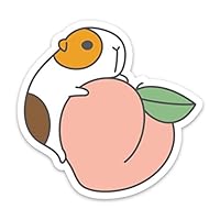 Peach and Guinea Pig Vinyl Sticker for Laptop and Water Bottles