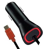 New Rapid Fast Samsung Galaxy S8/ S8+ Motorola Droid Z/Z Force/Z Play Type C USB-C Car Charger - Pixel / Pixel XL Nexus 6P 5X LG G5 G6 G7 OnePlus2 - Black / Red LED