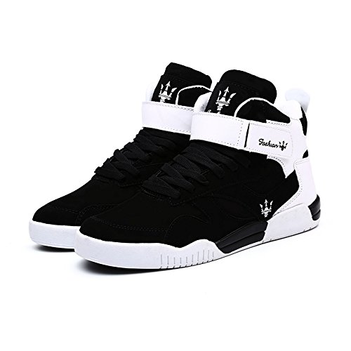 FZUU Men's Fashion High Top Leather Street Sneakers Sports Casual Shoes