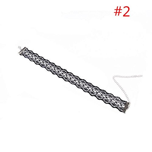 Handmade Crochet Elegant White Black Lace Choker Collar Necklace Jewelry New EW (Black 27mm)