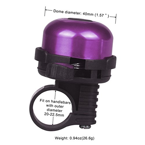 Eligara Bicycle Bell by Aluminum Alloy Bike Bell with Loud, Long, Crisp Sound for Mountain Road Electric Bike Cycle Scooter Ebike Cruiser Tricycle MTB BMX (Purple)