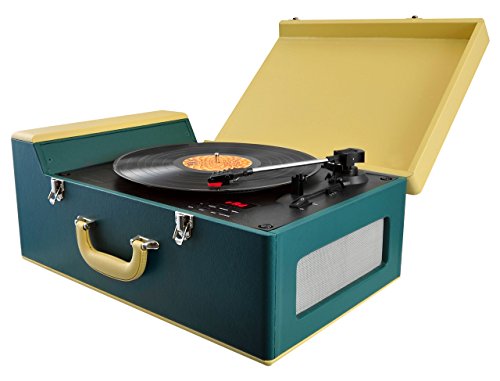 Pyle Vintage Turntable Stereo System – Retro Vinyl Bluetooth, CD Player, USB Reader, SD Card Slot, and Speakers – Record AM/FM Radio and Other Audio Files to MP3 with Remote (Renewed)