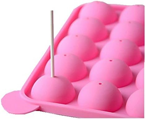 Silicone Cake Mold 20-cavity Half Circle Lollipop Party Cupcake Baking Mold Cake Pop Stick Mold Tray Pink