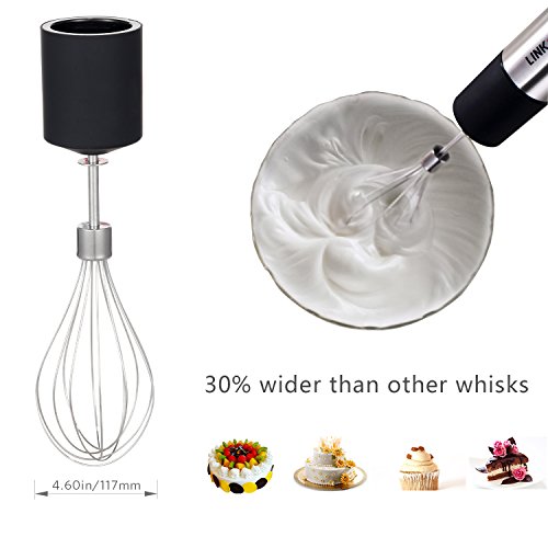 Immersion Blender LINKChef Hand Blender Stick Mixer Food Processor, Egg Whisk, Robust Stainless Steel, 3 in 1 500W 20 speeds Silver/Black (HB-2140T) – 3 Years Warranty