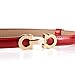 MoYoTo Women's Stylish Thin Patent Leather Gold Skinny Waist Belts For Dresses (Red)