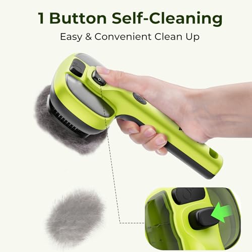 pecute Cat Steam Brush, Dog Steam Brush, Dense Mist and Fine Mist Function, No Heat, One Click Epilation, Long and Short Hair, Visible Water Tank, Green