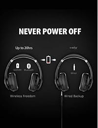 Audífonos Mpow Bluetooth supraaurales, audífonos inalámbricos Hi Fi estéreo, plegables, cojinetes para orejas con proteína de memoria, con micrófono integrado y en modo alámbrico para PC teléfonos celulares TV   3 negro